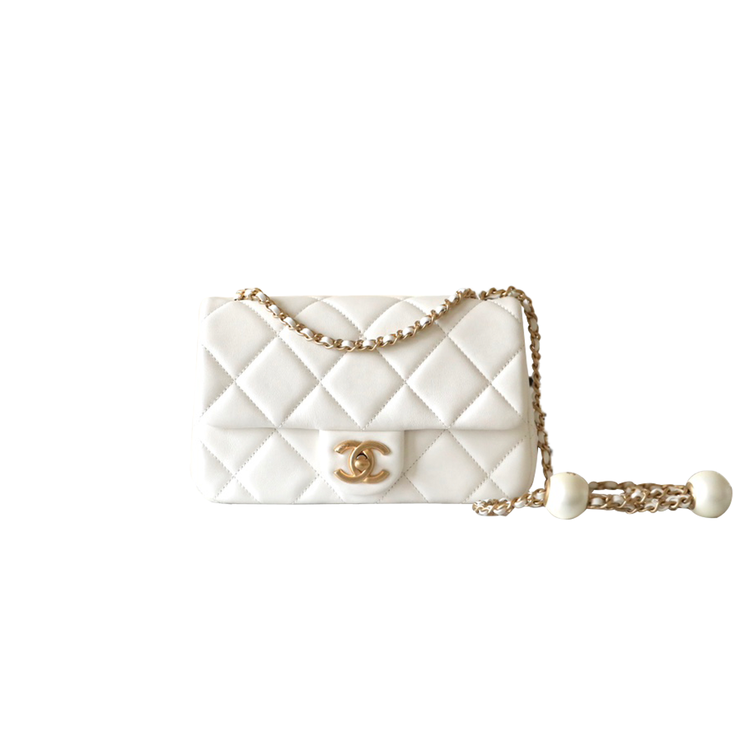 CHANEL MASTER DOUBLE PEARL LARGE MINI WHITE (20.5*13*6.5cm)